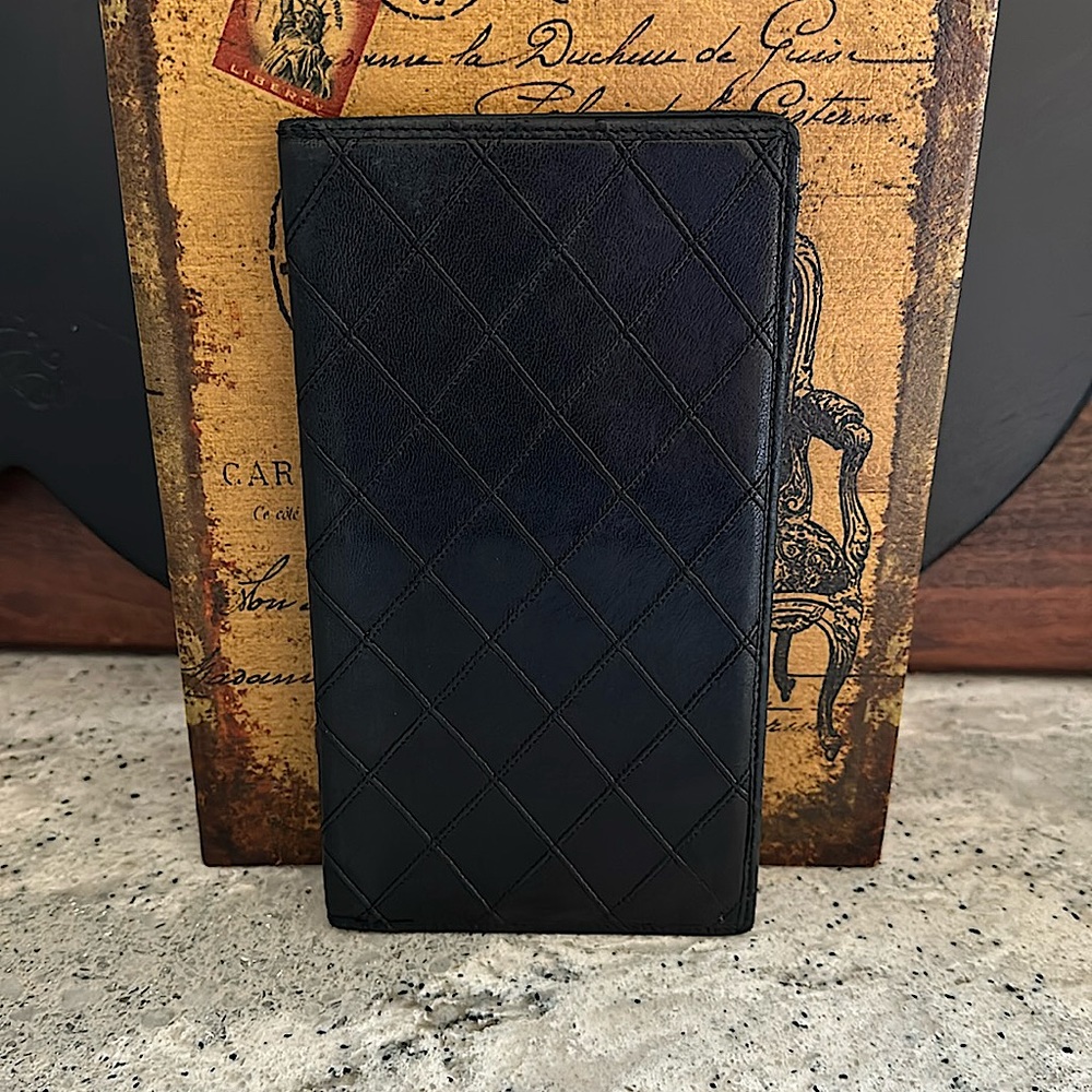 CHANEL Long Bi-Fold Wallet Black GUC